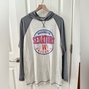 Washington Senators Hoodie Raglan Longsleeve Gray sz Large Baseball